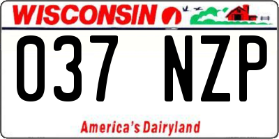 WI license plate 037NZP