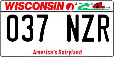 WI license plate 037NZR