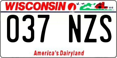 WI license plate 037NZS