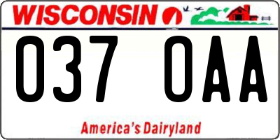 WI license plate 037OAA