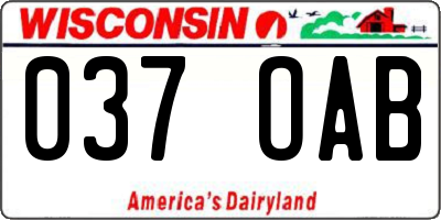 WI license plate 037OAB