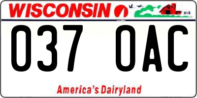 WI license plate 037OAC