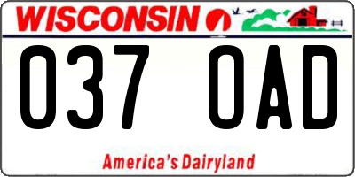 WI license plate 037OAD