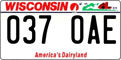 WI license plate 037OAE