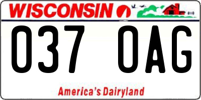 WI license plate 037OAG