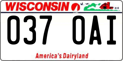 WI license plate 037OAI