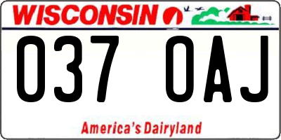 WI license plate 037OAJ