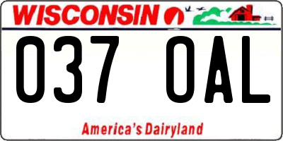 WI license plate 037OAL