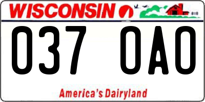 WI license plate 037OAO
