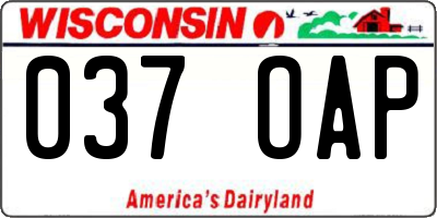 WI license plate 037OAP