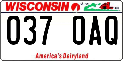 WI license plate 037OAQ
