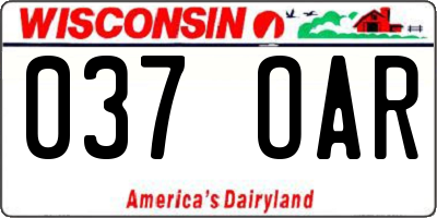 WI license plate 037OAR