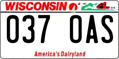WI license plate 037OAS