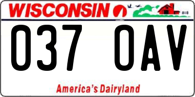 WI license plate 037OAV