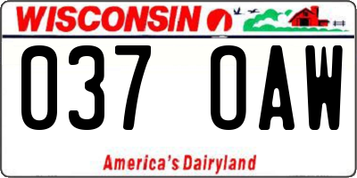 WI license plate 037OAW