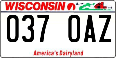 WI license plate 037OAZ