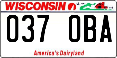 WI license plate 037OBA