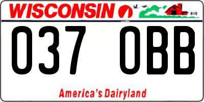 WI license plate 037OBB