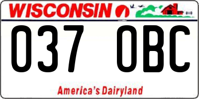 WI license plate 037OBC