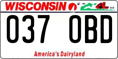 WI license plate 037OBD