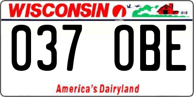 WI license plate 037OBE