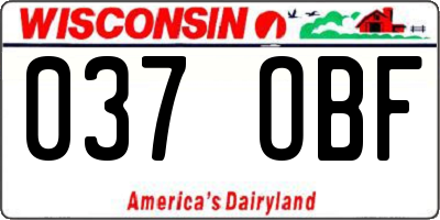 WI license plate 037OBF