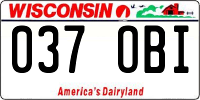 WI license plate 037OBI