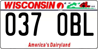WI license plate 037OBL