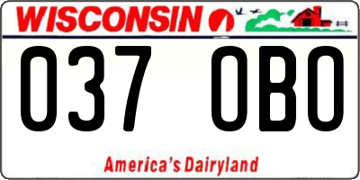 WI license plate 037OBO