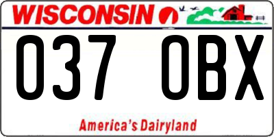 WI license plate 037OBX