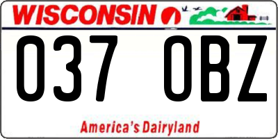 WI license plate 037OBZ