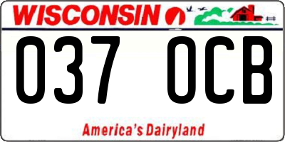 WI license plate 037OCB