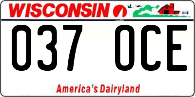 WI license plate 037OCE