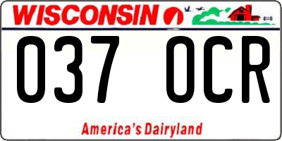 WI license plate 037OCR