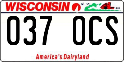 WI license plate 037OCS