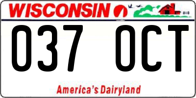 WI license plate 037OCT
