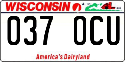 WI license plate 037OCU