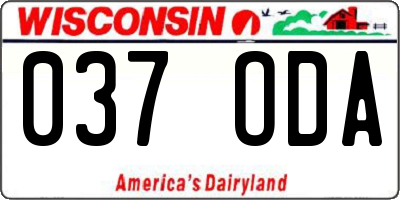 WI license plate 037ODA