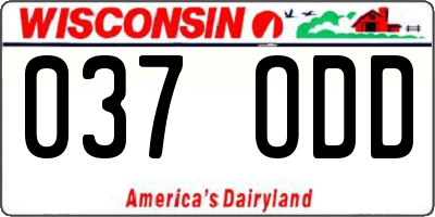 WI license plate 037ODD