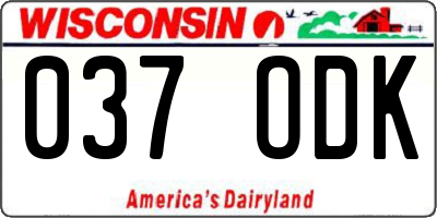 WI license plate 037ODK
