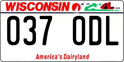 WI license plate 037ODL