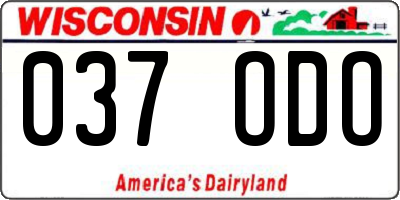 WI license plate 037ODO