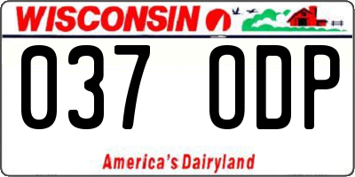 WI license plate 037ODP