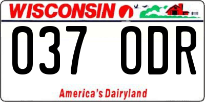 WI license plate 037ODR