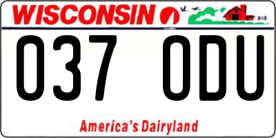 WI license plate 037ODU