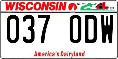 WI license plate 037ODW
