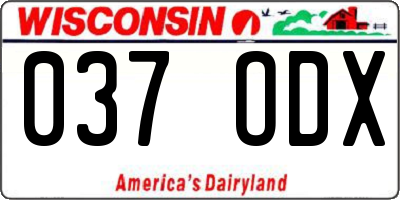 WI license plate 037ODX