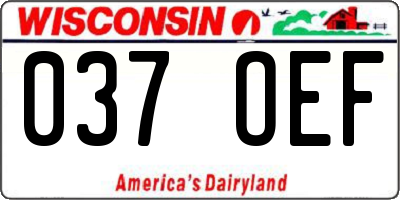 WI license plate 037OEF