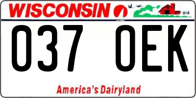 WI license plate 037OEK