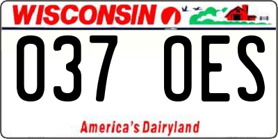 WI license plate 037OES